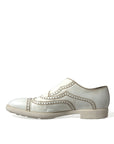 Dolce & Gabbana Elegant White Leather Derby Dress Shoes