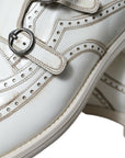 Dolce & Gabbana Elegant White Leather Derby Dress Shoes