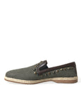 Dolce & Gabbana Studded Canvas Loafer Slipper Shoes