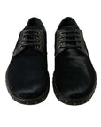 Dolce & Gabbana Elegant Black Calf Fur Derby Shoes