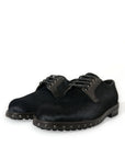 Dolce & Gabbana Elegant Black Calf Fur Derby Shoes