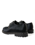 Dolce & Gabbana Elegant Black Calf Fur Derby Shoes