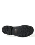 Dolce & Gabbana Elegant Black Calf Fur Derby Shoes