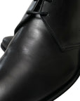 Dolce & Gabbana Elegant Black Leather Derby Dress Shoes