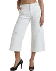 Dolce & Gabbana Elegant White Mid-Waist Denim Cropped Jeans