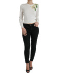 Dolce & Gabbana Silk Floral Applique Pullover Sweater