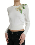 Dolce & Gabbana Silk Floral Applique Pullover Sweater