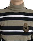 Dolce & Gabbana Elegant Striped Turtleneck Wool Sweater