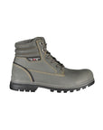 Carrera Chic Gray Lace-Up Boots with Contrast Details
