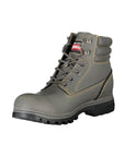 Carrera Chic Gray Lace-Up Boots with Contrast Details
