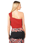 PINKO Chic Asymmetric Cotton Top with Logo Detail