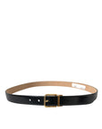 Dolce & Gabbana Elegant Black Leather Waist Belt with Logo Buckle
