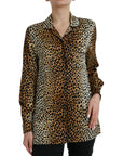 Dolce & Gabbana Elegant Brown Animal Print Silk Blouse