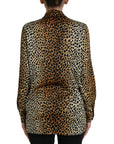 Dolce & Gabbana Elegant Brown Animal Print Silk Blouse