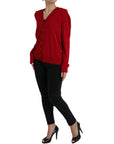 Dolce & Gabbana Elegant Red V-Neck Wool Cardigan