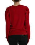 Dolce & Gabbana Elegant Red V-Neck Wool Cardigan