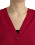 Dolce & Gabbana Elegant Red V-Neck Wool Cardigan
