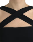 Dolce & Gabbana Elegant Black Sheath Halter Midi Dress