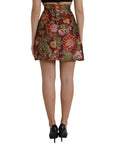 Dolce & Gabbana Maroon Floral Jacquard Mini Skirt