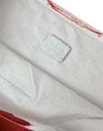Prada Chic Red and White Fabric Tote Bag
