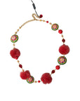 Dolce & Gabbana Gold Brass Red Fur Crystal Waist Torero Waist Belt