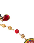 Dolce & Gabbana Gold Brass Red Fur Crystal Waist Torero Waist Belt