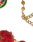 Dolce & Gabbana Gold Brass Red Fur Crystal Waist Torero Waist Belt