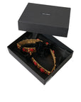 Dolce & Gabbana Gold Brass Red Roses Crystal Jewel Waist Belt