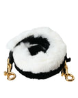Dolce & Gabbana Black White Lapin Fur Accessory Shoulder Strap