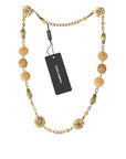 Dolce & Gabbana Crystal Flower Filigree Gold Brass Statement Necklace