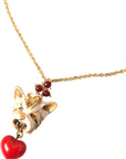Dolce & Gabbana Gold Brass Chain Dog Heart Pendant Charm Necklace
