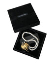 Dolce & Gabbana Gold Brass Crystal Pearl Tree Pendant Charm Necklace
