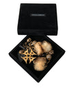 Dolce & Gabbana Gold Black Crystals Lapin Fur Filigree Chocker Necklace