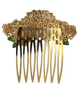 Dolce & Gabbana Gold Brass Crystal Leopard Floral Hair Comb