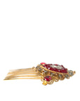 Dolce & Gabbana Gold Brass Crystal Heart Women Hair Comb