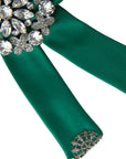 Dolce & Gabbana Green Satin Bird Crystal Women Hair Clip