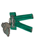 Dolce & Gabbana Green Satin Bird Crystal Women Hair Clip