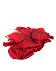 Dolce & Gabbana Red Silk Floral Gold Brass Women Hair Comb