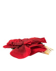 Dolce & Gabbana Red Silk Floral Gold Brass Women Hair Comb