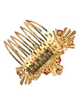 Dolce & Gabbana Gold Brass Crystal Heart Floral Hair Comb