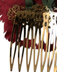 Dolce & Gabbana Red Silk Floral Gold Brass Women Hair Comb