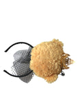 Dolce & Gabbana Brown Teddy Bear Gold Crystal Crown Hair Band Diadem