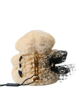Dolce & Gabbana Beige Teddy Bear Mesh Net Band Hair Clip