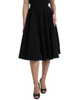 Dolce & Gabbana Black High Waist A-line Knee Length Skirt