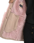 Dolce & Gabbana Beige Pink Lamb Leather Shearling Coat Jacket