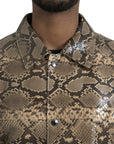 Dolce & Gabbana Beige Exotic Leather Biker Blouson Jacket