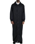 Dolce & Gabbana Black Polyester Hooded Long Windbreaker Jacket