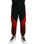 Dolce & Gabbana Black Red Leopard Print Nylon Jogger Pants