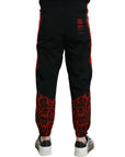 Dolce & Gabbana Black Red Leopard Print Nylon Jogger Pants
