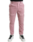 Dolce & Gabbana Pink Corduroy Cotton Stretch Skinny Cargo Jeans
